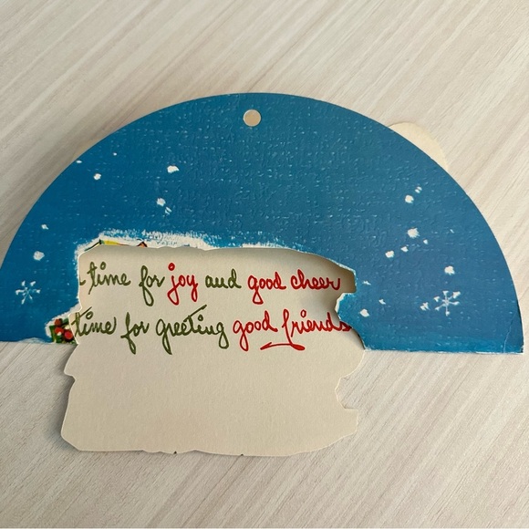 Vintage Litho Christmas Card Hawthorne & Sommerfield Unused USA Round Ornament - Picture 4 of 5